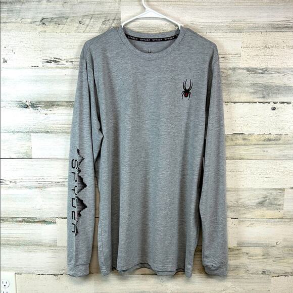 NWT Spyder Men’s Large Active Midweight Long Sleeve Baselayer Shirt Heather Gray - Picture 1 of 9